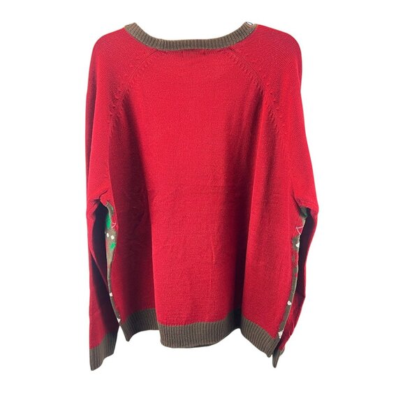 Blueberry Festive Ugly Christmas Sweater Brown Red Fair Isle Holidays Pullover - Picture 3 of 10